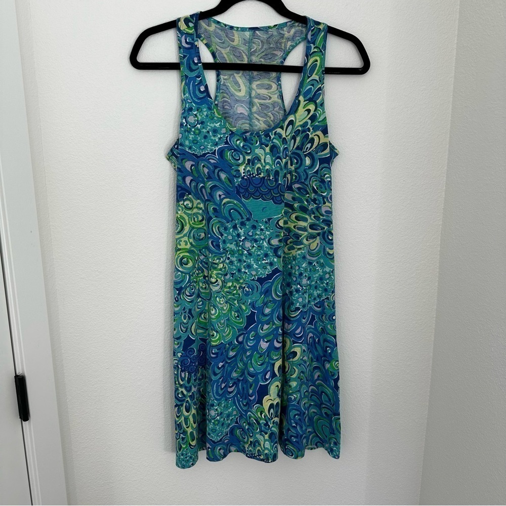 Lilly Pulitzer Melle Racerback Dress 100% Cotton Lagoon Green Blue Size S Women - Picture 2 of 10